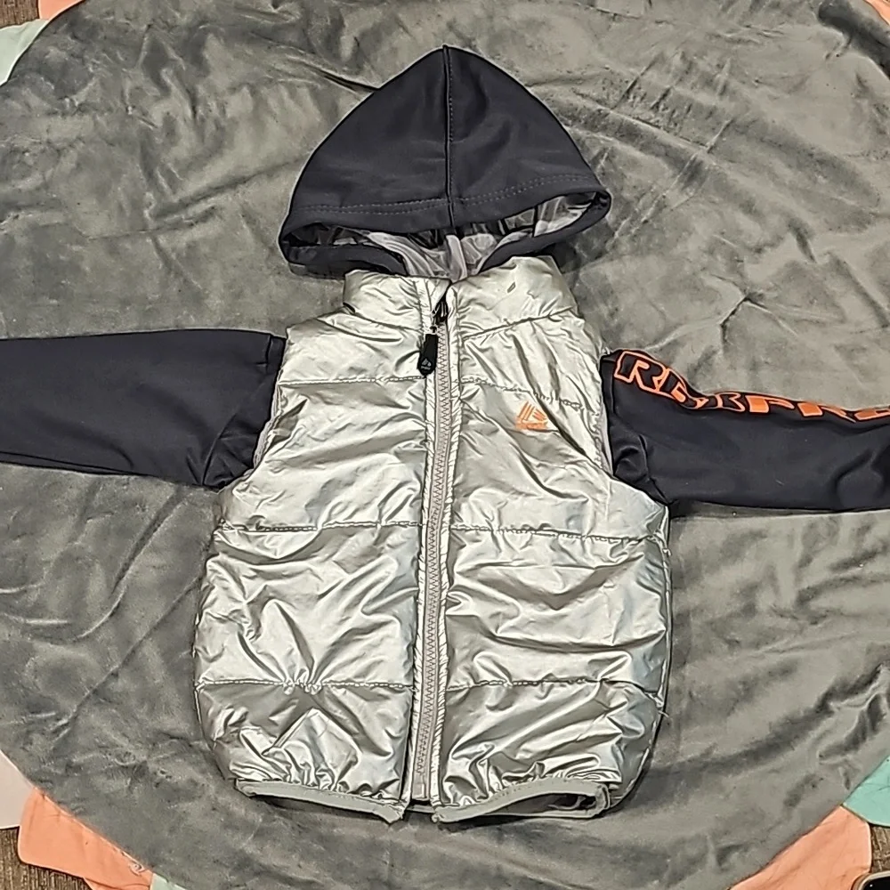 F RBX Active infant insulated hooded zip up jacket 12mo. Dark grey, cute, warm
